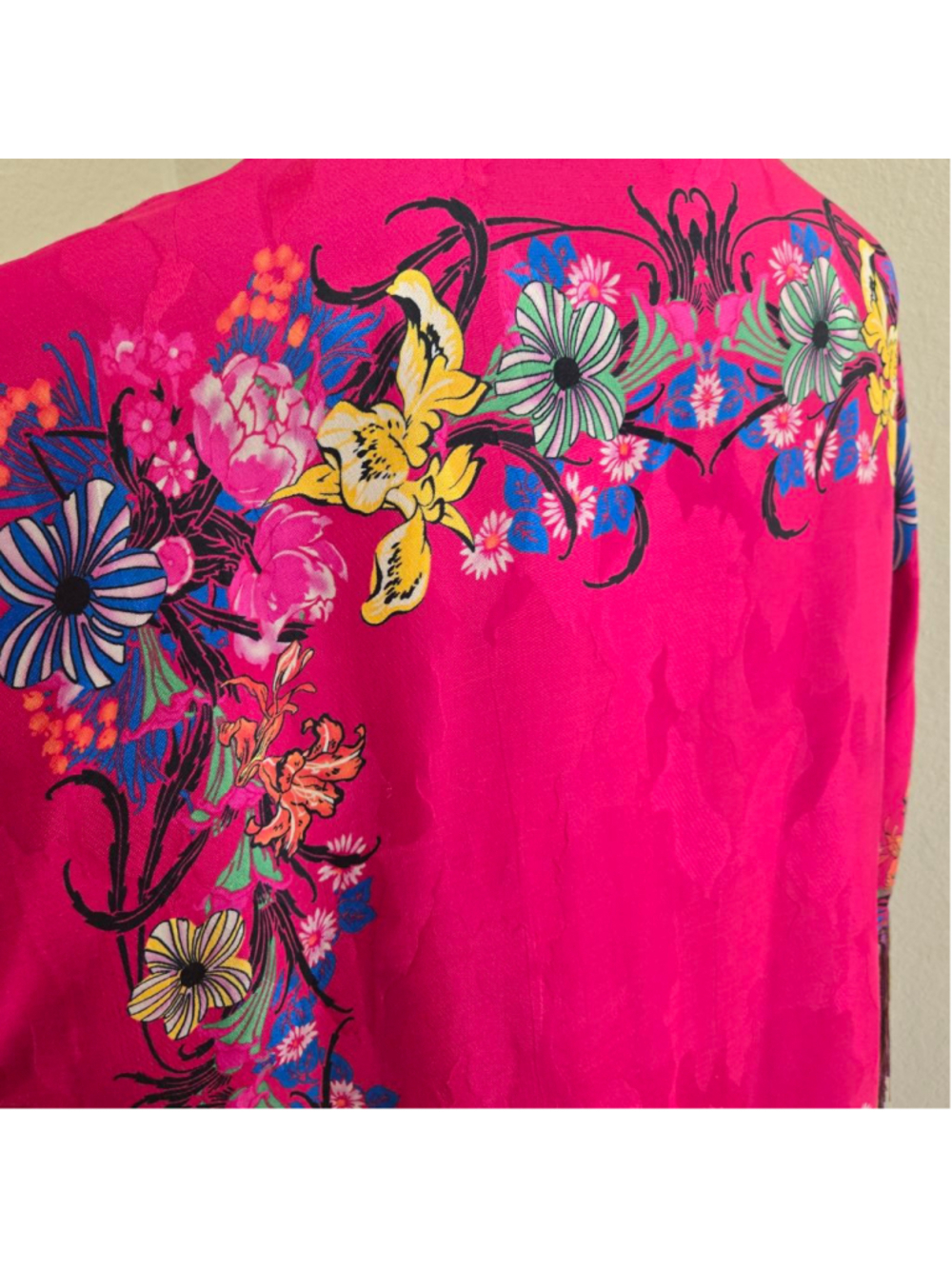 Etro Pink Floral Fringe Silk Kimono Shrug one size - Picture 8 of 16